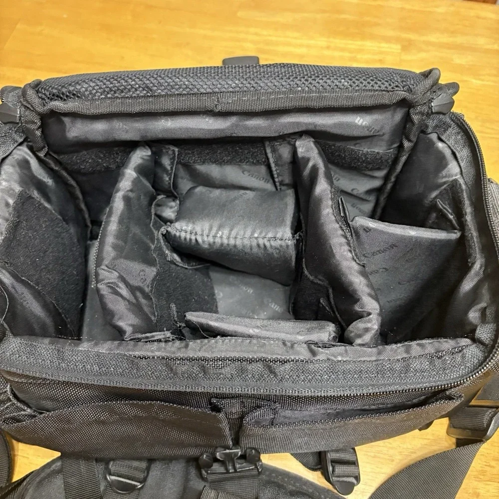 Canon Rebel Camera Gadget Bag DSLR Soft Case with Dividers Black Shoulder Strap